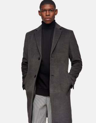 Topman – Mantel in Anthrazit mit klassischer Passform