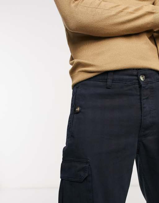 Topman – Marinblå cargobyxor med vida ben, 3 av 4