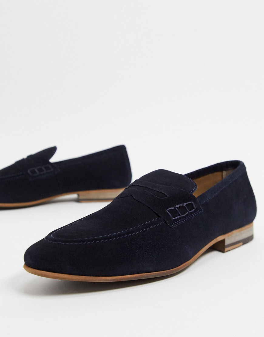 Topman – Marinblå loafers i mocka