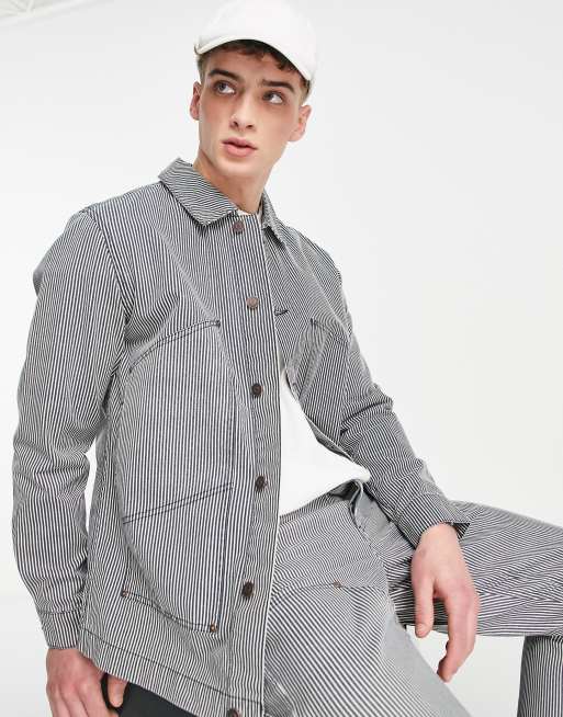 Topman – Marinblått, randigt set med chore-jacka och snickarbyxor, 3 av 3