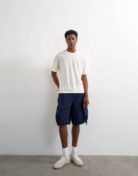 Topman – Marinblå shorts i ripstop med ballongben - view 1
