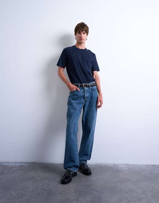 Topman – Marinblå t-shirt i klassisk passform, 4 av 5