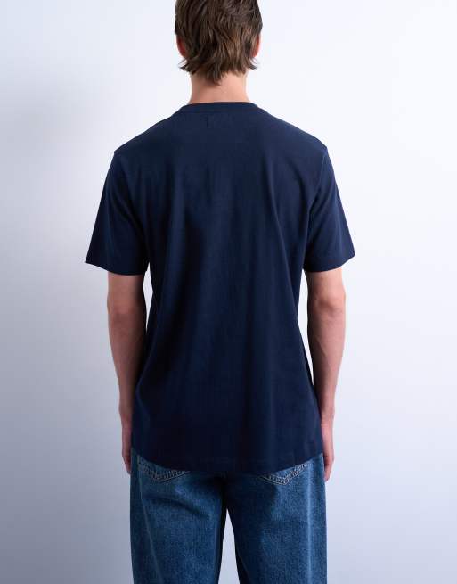 Topman – Marinblå t-shirt i klassisk passform, 5 av 5