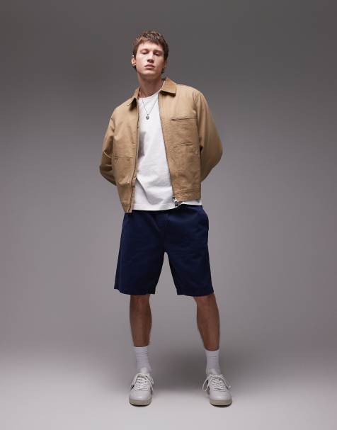 Topman – Marinblå, tvättade chino-shorts i bomull - view 1
