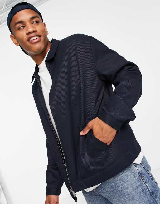 Topman Marinebla Harrington jakke i twill ASOS