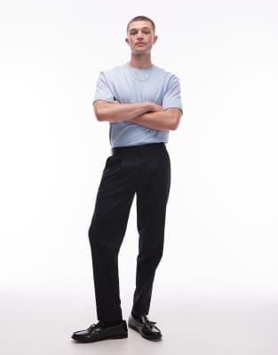 Topman - Marineblå og elegante bukser med indsnævrede ben - view 1