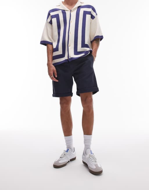 Topman - Marineblå skinny chinoshorts