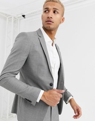 Topman skinny fit single breasted suit blazer with notch lapels in grey