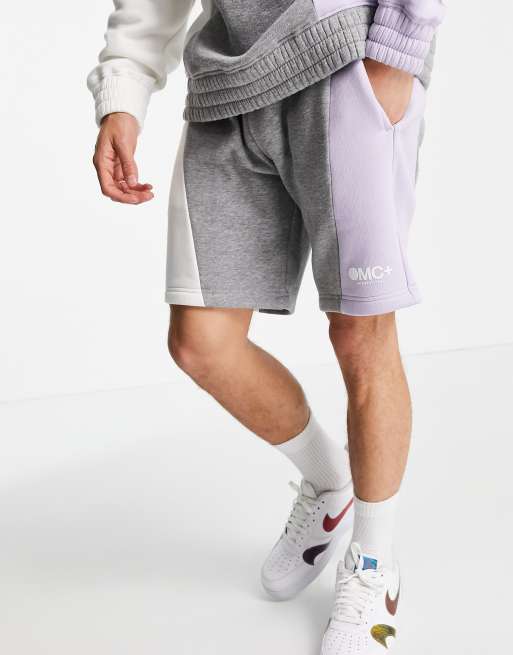Topman mcm panel shorts in gray