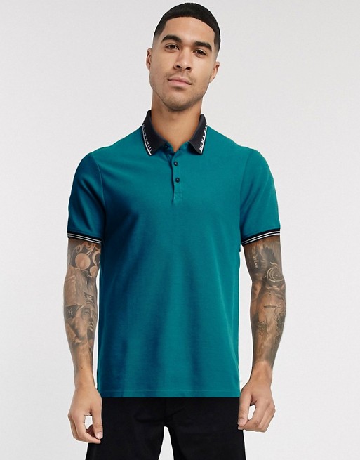 Topman MCMX polo with tipping in green