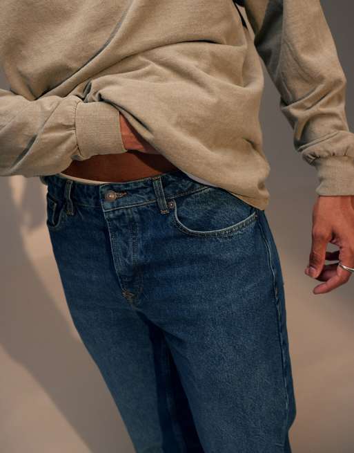 Topman – Mellanblå, styva, avsmalnande jeans, 2 av 5