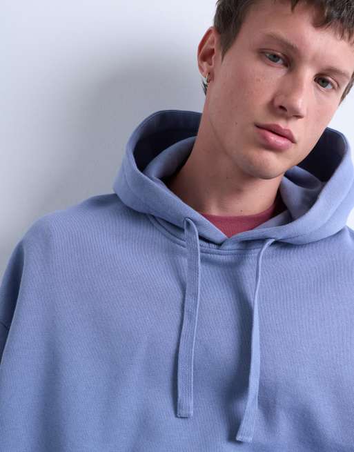 Topman - Mellemblå kraftig oversized hættetrøje, 3 af 5