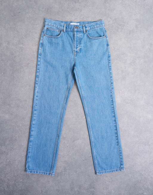 Topman - Mellemblå og forvaskede samt stive jeans med lige ben, 6 af 7