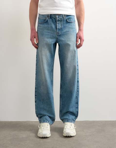 Topman - Mellemblå og forvaskede samt stive jeans med lige ben - view 1