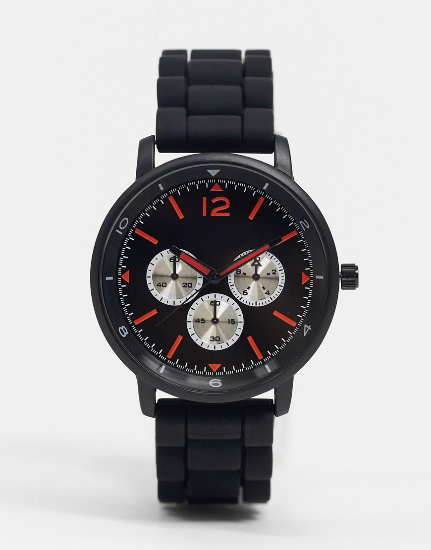 Topman Mens Silicone Watch In Black