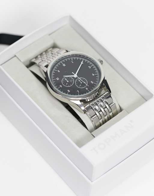 Topman mens silver watch in silver