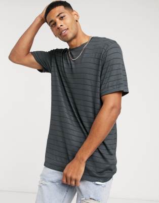 Men's Oversize T-shirt Designer Grey Striped White