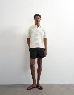 Model wearing Micro fit short in black