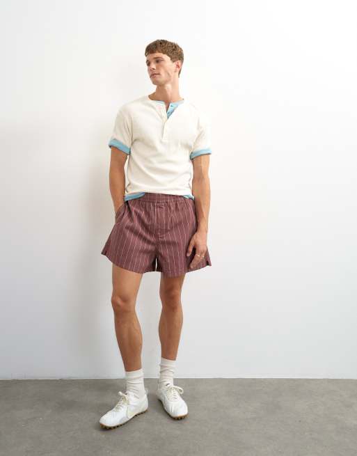 Topman micro fit stripe short in brown, 2 of 5