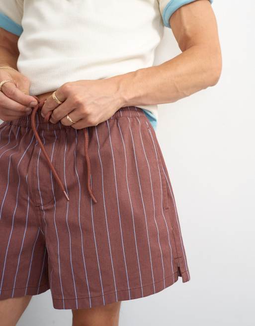 Topman micro fit stripe short in brown, 3 of 5