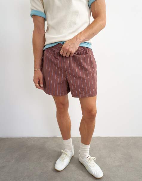Topman micro fit stripe short in brown