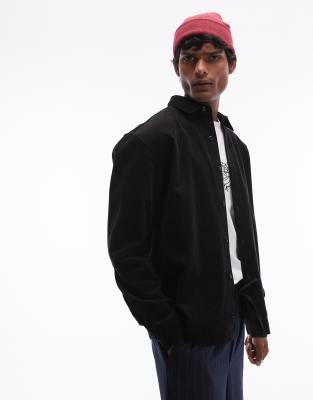 Topman Mini Cord Oversized Shirt In Black