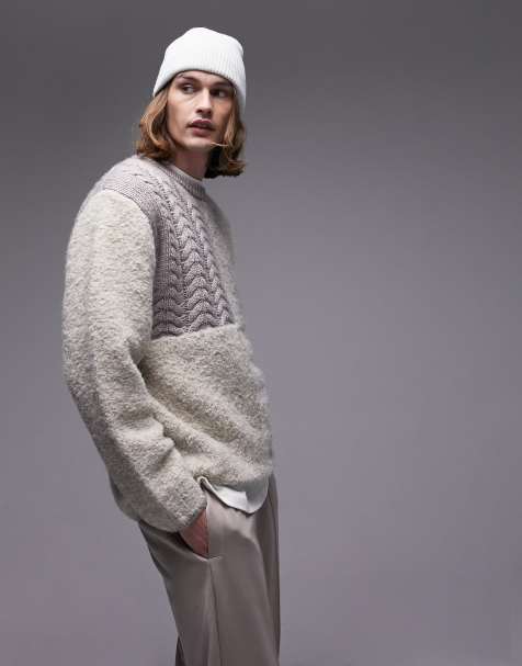 Mens thick store cable knit sweater