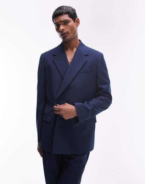 Topman modern fit suit jacket in navy - view 1
