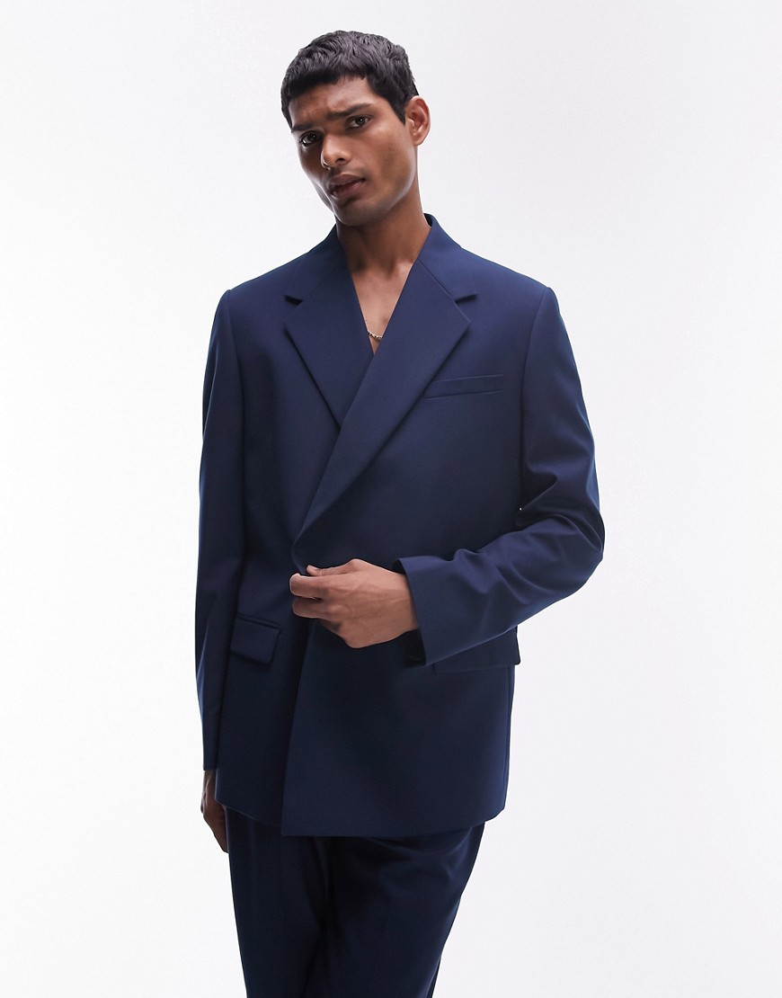 Shop Topman Modern Fit Suit Jacket In Navy