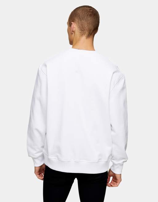 Topman monogram embroidered sweatshirt in white