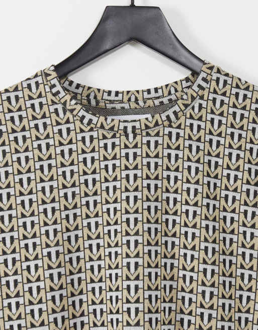 Topman shirt with monogram print in gold