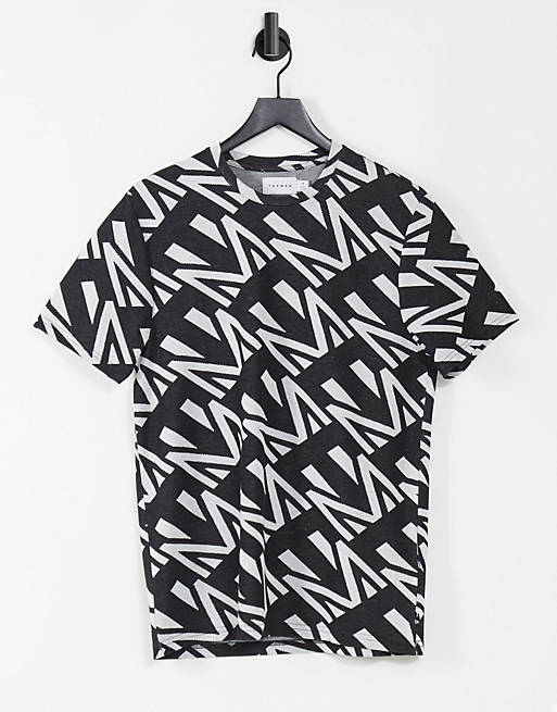 Topman monogram t-shirt in black | ASOS