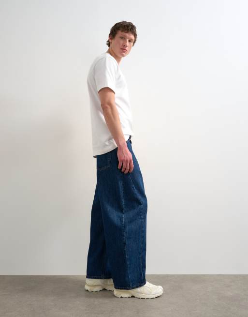 Topman – Mörkblå jeans utan stretch med barrelben, 3 av 7