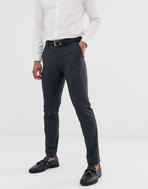 Topman – Marinblå, kritstrecksrandig kostym, 3 av 3