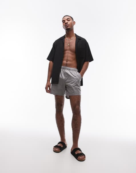 Topman – Mörkgrå badshorts i metallisk finish - view 1