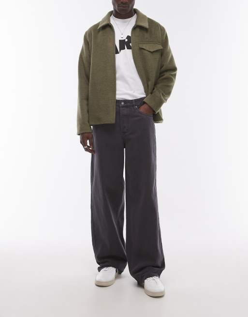 Topman – Mörkgrå baggy jeans 