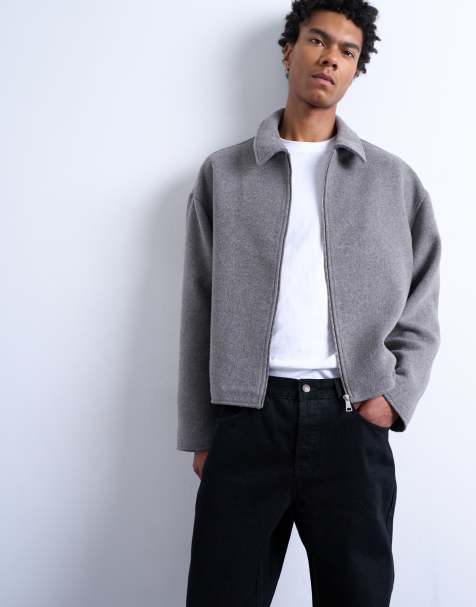 Topman – Mörkgrå jacka i ullmix - view 1