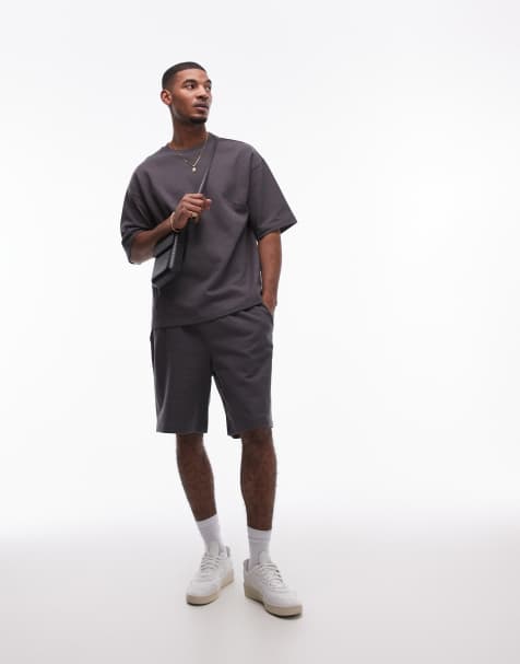 Topman – Mörkgrå shorts i oversize av linneblandning - view 1