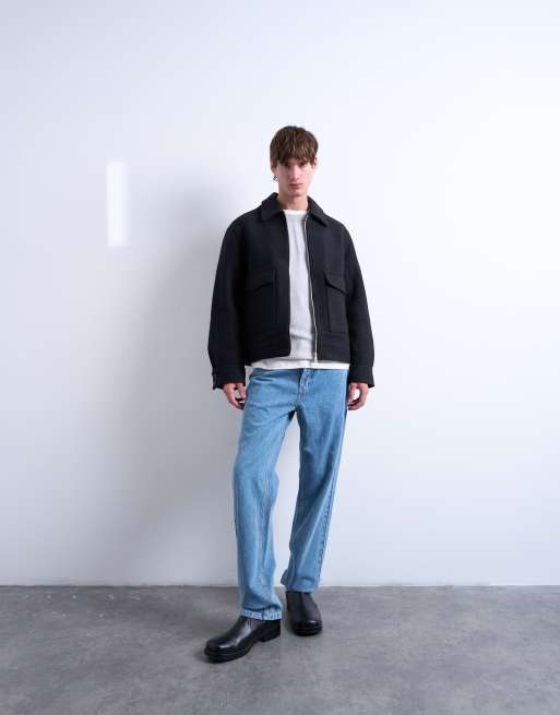 Topman – Mörkgrå skjortjacka i ylleblandat tyg och dragkedja, 2 av 5