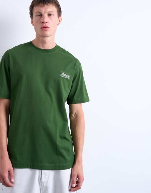 Topman – Mörkgrön t-shirt i oversize med Shibuya-tryck