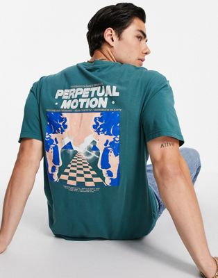Topman motion front and back print t-shirt in washed green - ASOS Price Checker