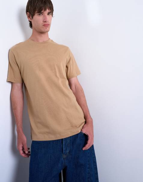 Topman - Mørk beige T-shirt i klassisk pasform - view 1