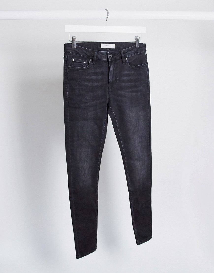 Topman - Mørke super spray on-jeans med black wash-Sort