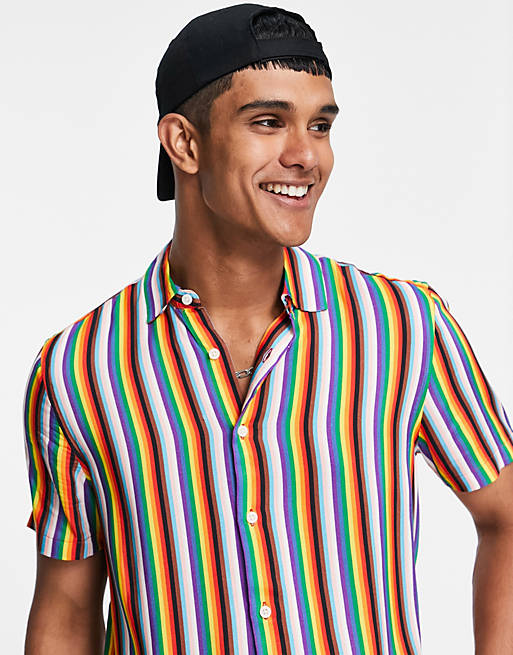 Topman multicoloured stripe shirt