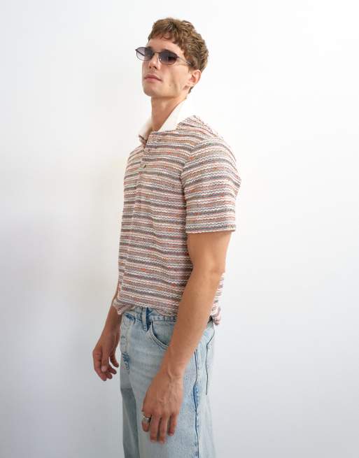 Topman - Multifarvet polo med tekstur og striber i klassisk pasform, 4 af 5