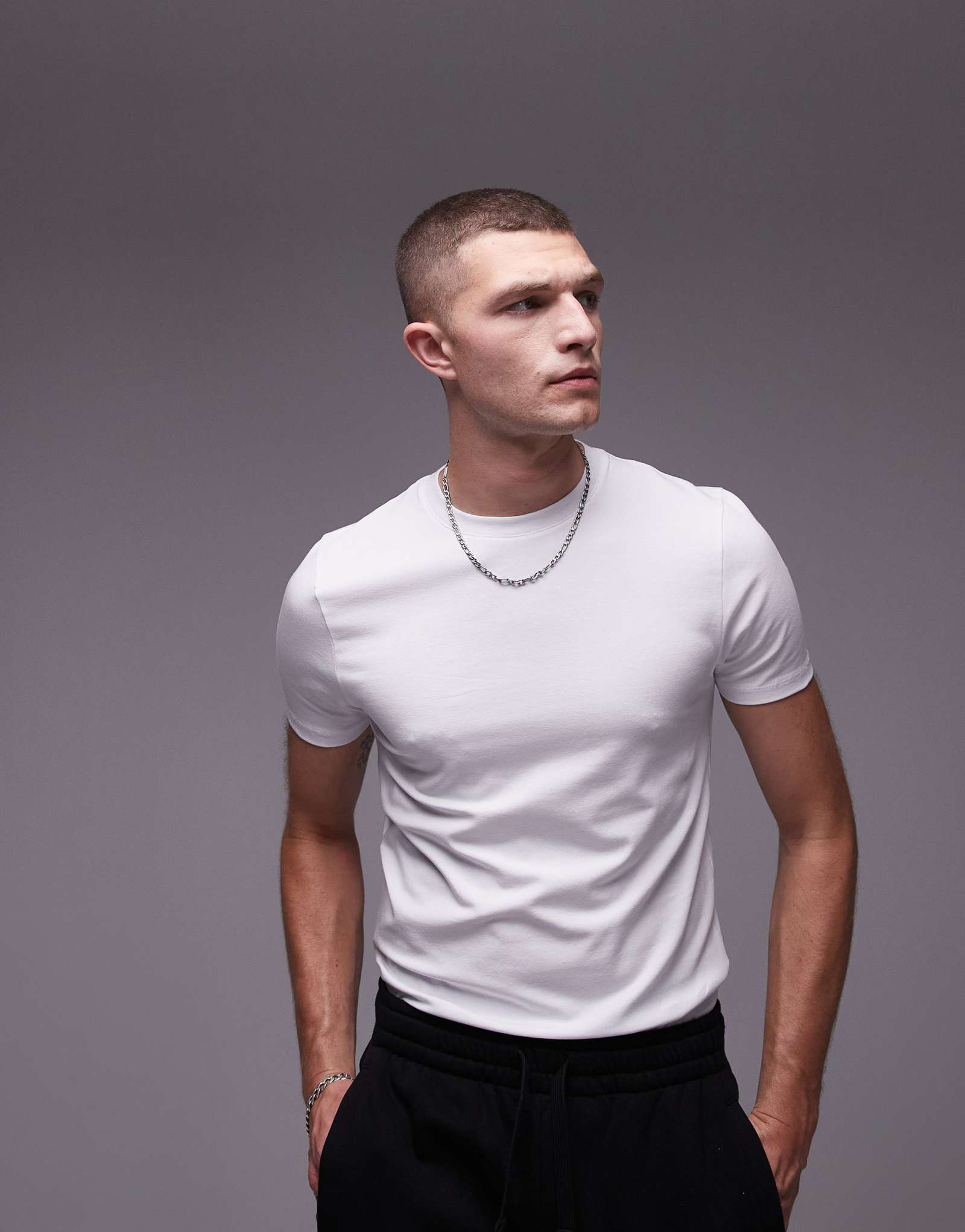 Футболка Topman muscle fit белого цвета