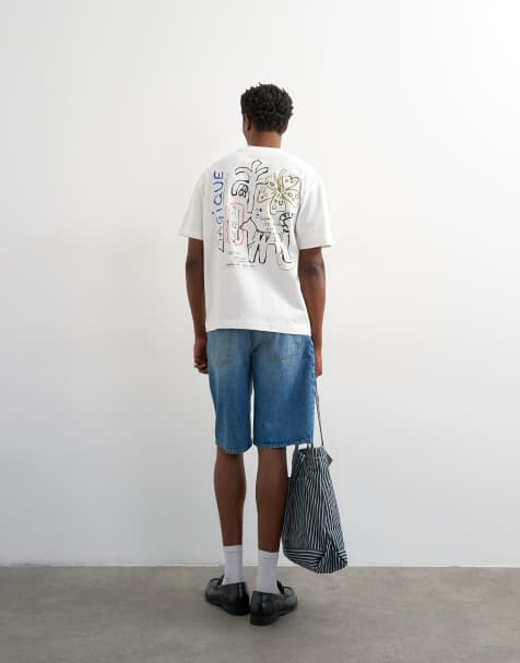 Topman – Naturvit, avslappnad t-shirt med Magique-broderi framtill och baktill - view 1