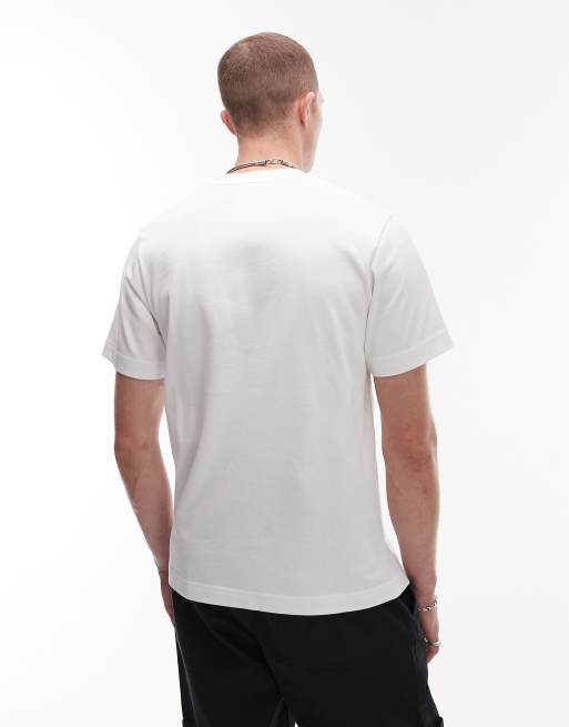 Topman – Naturvit t-shirt i classic fit med Amore-broderi, 3 av 4
