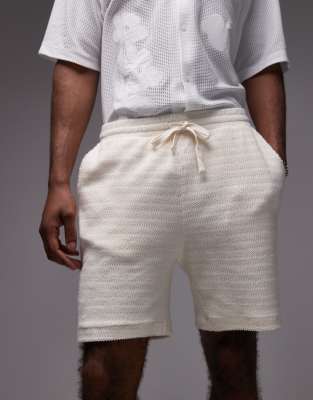 Topman – Naturvita, strukturerade shorts - view 1