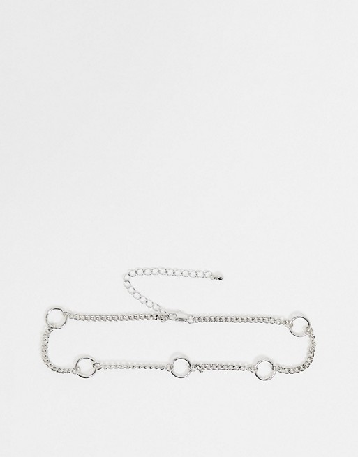 Topman neckchain choker in silver with oval links